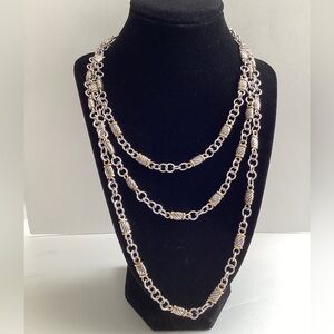 Silver Gold Tone Long Link Chain Necklace
